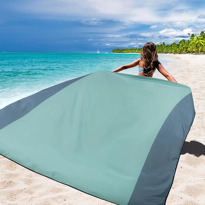 WIWIGO Beach Blanket Waterproof Sandproof Beach Mat 79" X 83"/10'x9'for 2-8 Adults Quick Drying Outdoor Picnic Mat Beach Accessories for Travel, Camping, Hiking - Image 3