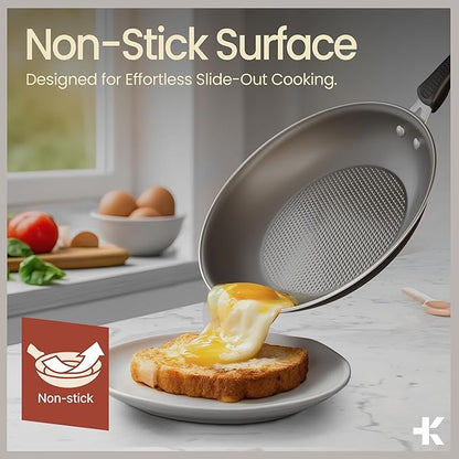 Pots and Pans Set, 23-Piece Non Stick Cookware & Bakeware Sets with Plaid Pattern, Stackable Design, Dishwasher Safe, Stain-resistant, Oven & All-Stove Safe, Tempered Glass Lid, Black - Image 3