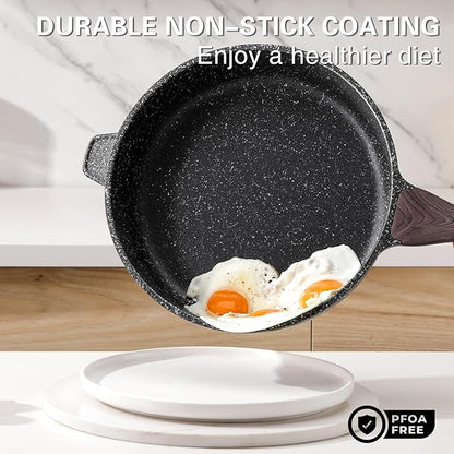 Kordisen Nonstick Deep Frying Pan with Lid, 12 Inch Large Skillet, 5 Qt Non Stick Saute Pan for Cooking, Healthy Induction Cookware, PFOA Free - Image 2