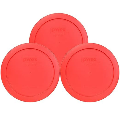 Pyrex 7201-PC 4-Cup Red Plastic Food Storage Replacement Lid (3-Pack) - Made in USA by Pyrex