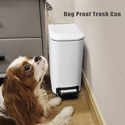 Cesun Small Bathroom Trash Can with Lid Soft Close, Step Pedal, 6 Liter / 1.6 Gallon Stainless Steel Slim Garbage Can for Bedroom, Diaper Waste Basket with Removable Inner Bucket (White) - Image 6