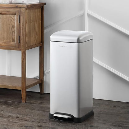 happimess HPM1007D Betty Retro 8-Gallon Step-Open Trash Can with Soft-Close Lid, Fingerprint Resistant, Modern, Minimalistic for Home, Kitchen, Laundry Room, Office, Bedroom, Bathroom, Chrome - Image 2