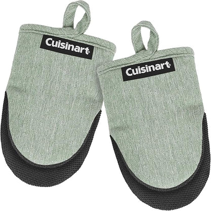 Cuisinart Mini Oven Mitts – 5.5” x 7” Heat-Resistant Kitchen Mitts for Oven with Non-Slip Neoprene Palm, Cotton Filling, and Fabric Loop – Durable Oven Mitt Set for Cooking & Baking (Chambray) by BestBrands