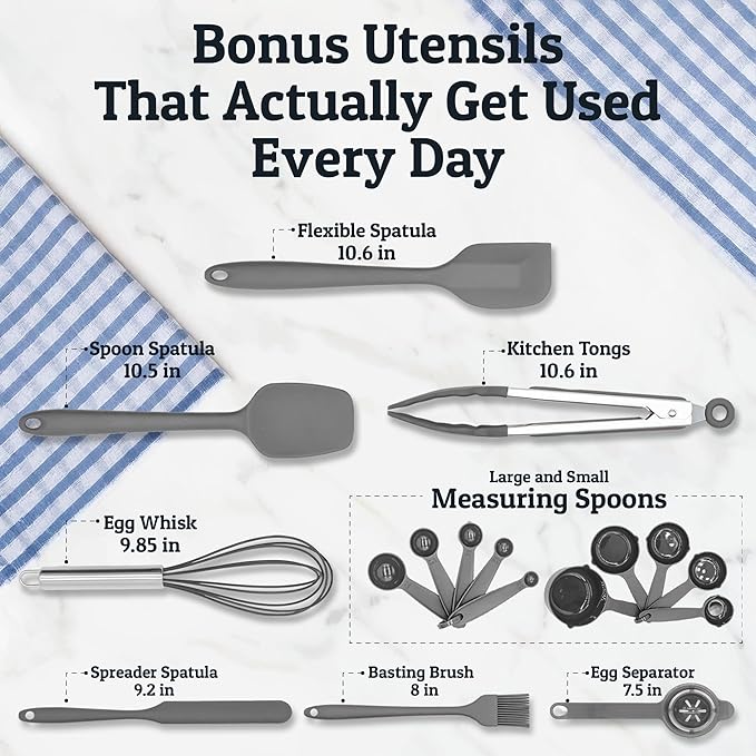 Priority Chef Stainless Steel Mixing Bowls with Lids Set, Metal Nesting Bowls with Airtight Lids, Graters, Non-Slip Base & Measurement Marks, Includes Utensil Set for Prep, Baking & Storage, Grey - Image 2