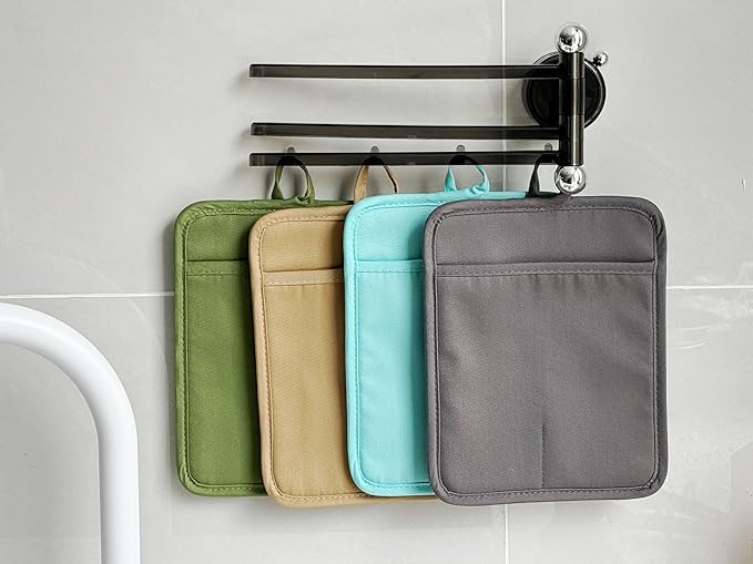 Oven Pot Holder with Pocket Cotton Heat Resistant Coaster Potholder Kitchen Hot Pad Oven Mitts for Cooking and Baking Square 7"x9" (Blue, Silicone) - Image 5