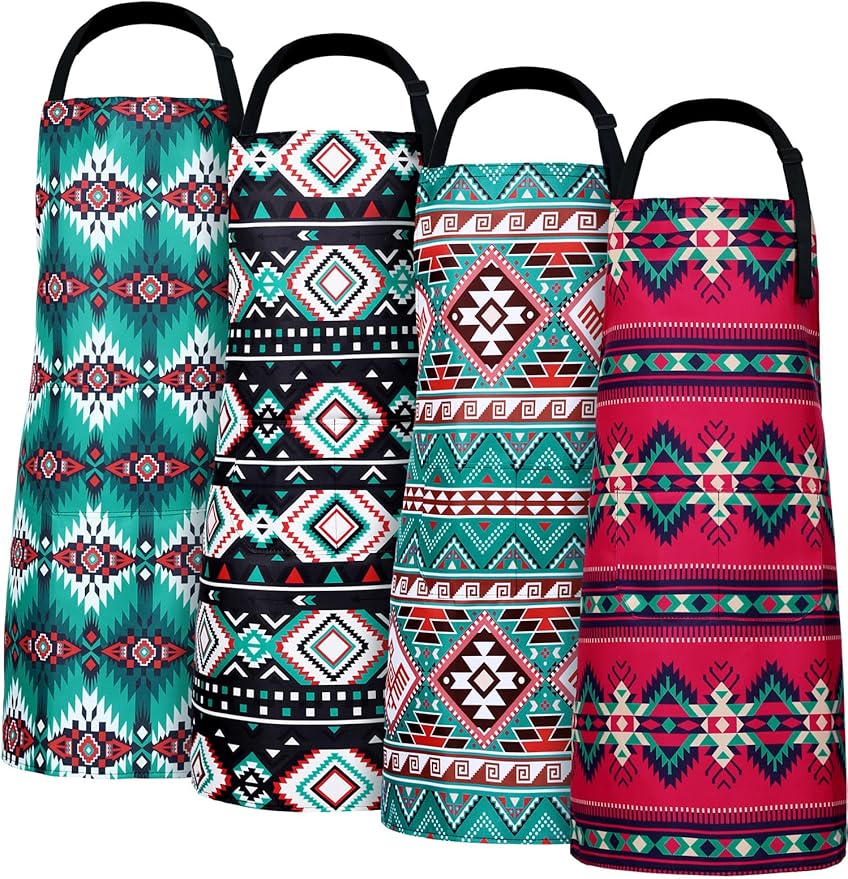 Geetery 4 Pcs Chicken Aprons for Women Rooster Print Apron Waterproof Adjustable for Kitchen Cooking by Geetery