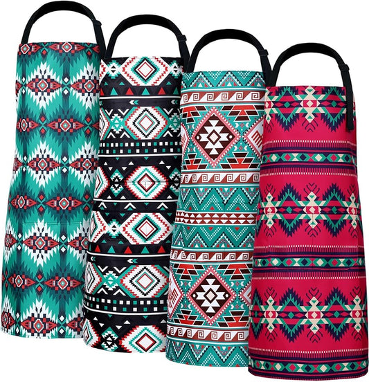 Geetery 4 Pcs Chicken Aprons for Women Rooster Print Apron Waterproof Adjustable for Kitchen Cooking by Geetery