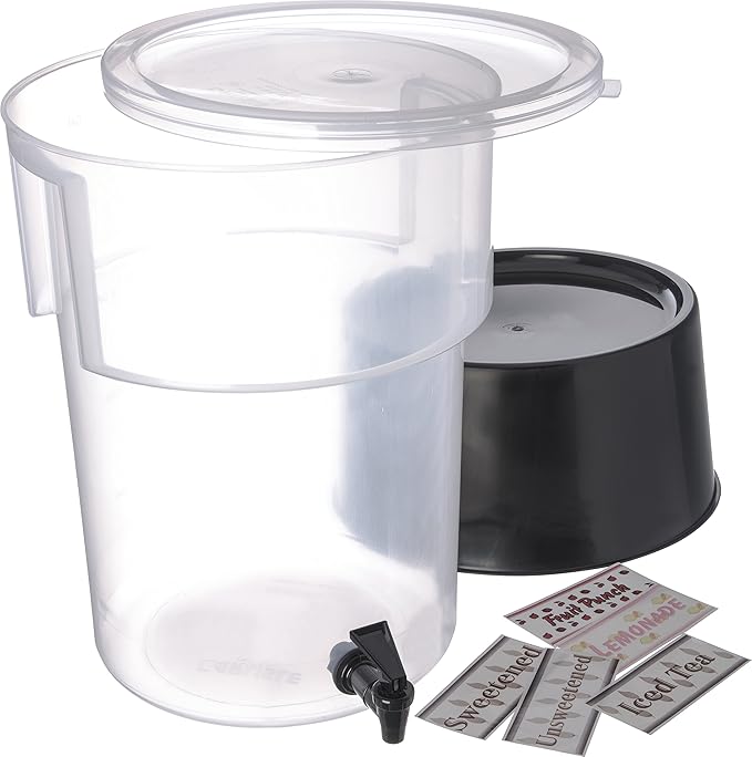 Carlisle FoodService Products Round Beverage Dispenser, Durable Drink Dispenser with Spigot and Sturdy Base for Catering, Events, and Parties, Plastic, 5 Gallons, Black by CarlisleFoodServiceProducts