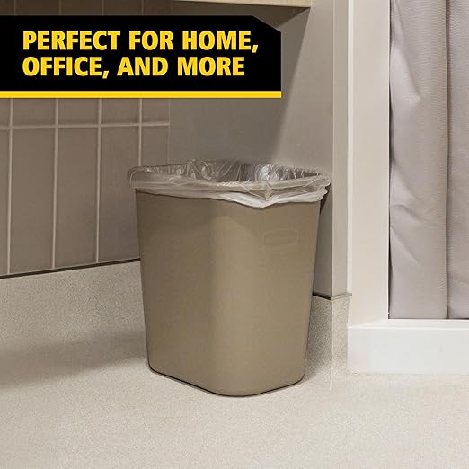 Rubbermaid Commercial Products Resin Wastebasket/Trash Can, 7-Gallon/28-Quart, Beige, Plastic, for Bedroom/Bathroom/Office, Fits Under Desk/Sink - Image 3