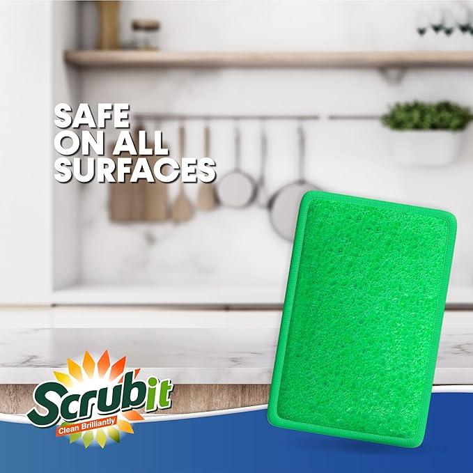 Scrub and Wipe Cleaning Pads [10 Pack] – SCRUBIT Dual Sided Scouring Pad and Sponge - Reusable Kitchen Scrubbing Sponges for Dishes, Pots, Pans Utensils & Non-Stick Cookware (Green) - Image 6