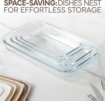 COOK WITH COLOR 8 PC. Glass Baking Dish Set with Lids - Deep Casserole Dish, Glass Food Container, Oven, Freezer and Microwave Safe, Clear Container, Brown - Image 4