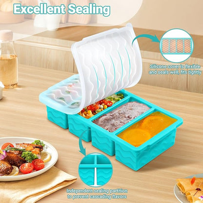 Doasuwish Silicone Freezer Molds for Soup with Lid – 1-Cup Soup Container Style Ice Cube Trays for Freezer, Meal Prep & Food Storage, Freeze 250mL/125mL Portions – 2 Pack