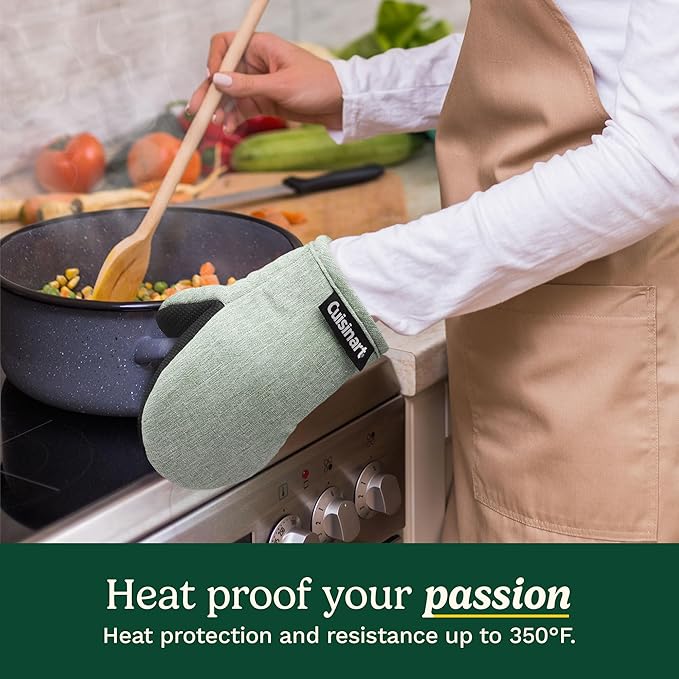 Cuisinart Mini Oven Mitts – 5.5” x 7” Heat-Resistant Kitchen Mitts for Oven with Non-Slip Neoprene Palm, Cotton Filling, and Fabric Loop – Durable Oven Mitt Set for Cooking & Baking (Chambray) - Image 3