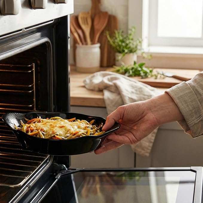 Au Gratin Baking Dishes, Ceramic, Kook, for Casseroles, Lasagna & Cobblers, Individual Serving, Set of 6, Oven, Microwave & Dishwasher Safe Bakeware, oz, Charcoal - Image 2