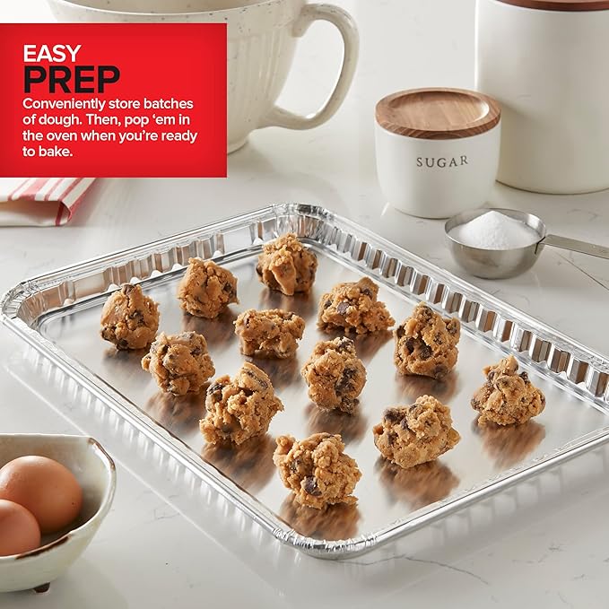 Stock Your Home Disposable Cookie Sheets for Baking (30-Pack) Aluminum Trays, Foil Pans, Shallow Sheet Pan for Cooking Thin Crust Pizza, Brownie Tins, Oven Liners - Image 4