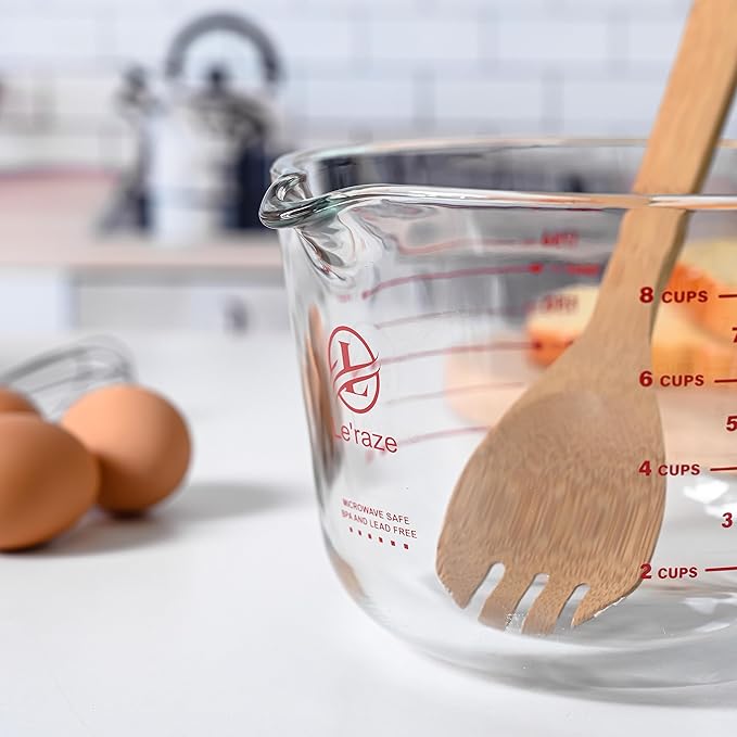 8 Cup Large Glass Measuring Cup - Kitchen Mixing Bowl Liquid Measure Cups Glass Tupperware Bakeware Set, Punch Bowl, Batter Bowl. - Image 8