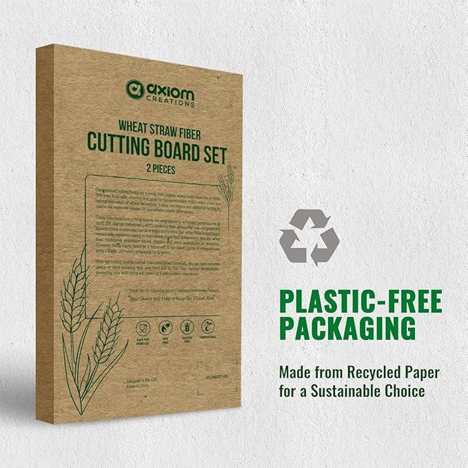 AXIOM CREATIONS 2-Piece Reversible Cutting Board Set Made from Natural Food Grade Wheat Straw Material - Eco-Conscious Alternative to Plastic - Gluten Free & BPA Free Chopping Boards for Kitchen - Image 7