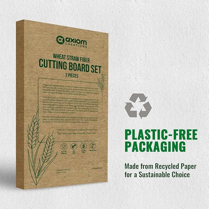 AXIOM CREATIONS 2-Piece Reversible Cutting Board Set Made from Natural Food Grade Wheat Straw Material - Eco-Conscious Alternative to Plastic - Gluten Free & BPA Free Chopping Boards for Kitchen - Image 8