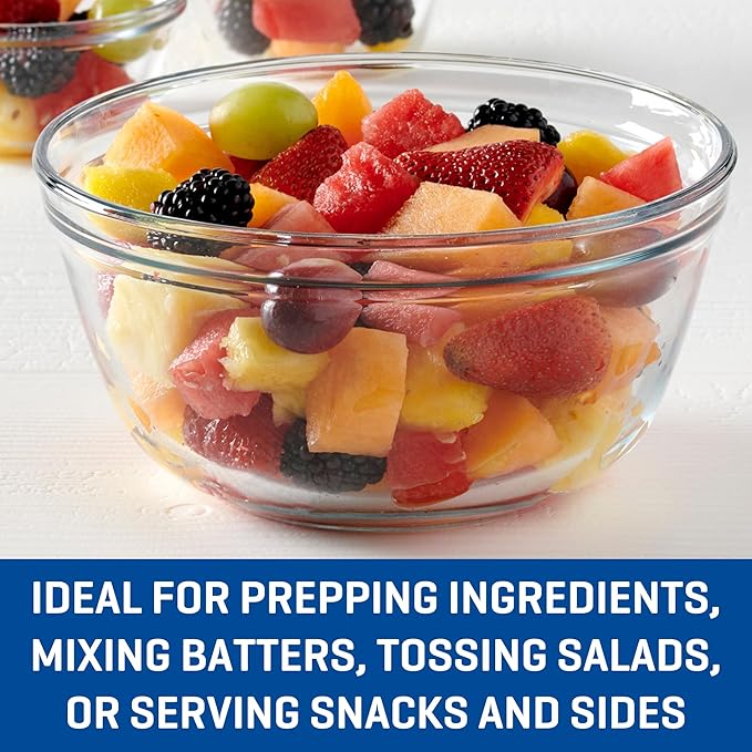 Anchor Hocking 4 Piece Glass Mixing Bowls Set – Durable, Microwave, Oven, and Dishwasher Safe – Perfect for Prep, Mixing, Serving, and Storage – Made in USA - Image 4
