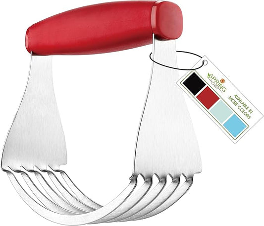 Spring Chef Red XL Size Dough Blender Tool For Baking, Heavy Duty Pastry Blender Tool for Easy Mixing, Stainless Steel Pastry Cutter with Sharp Blades, Dishwasher Safe Dough Mixer by SpringChef
