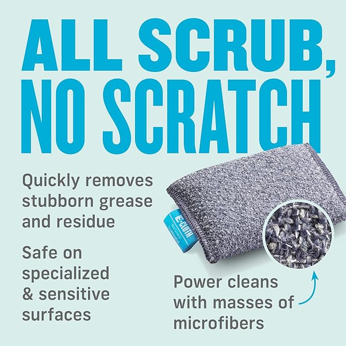 E-Cloth Non-Scratch Scrubbing Pads - Scrubbing Dish Sponges Kitchen Cleaning Kit - Reusable Scrubber Sponges for Dishes and Cleaning - Non-Scratch Scrubbers for Cleaning - 2-Pack - Image 8