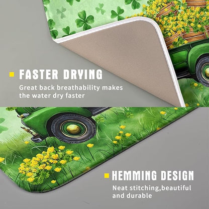 Holiday Truck Drying Dish Mat Green Lovely Clovers Decoration Cloth Dish Drain Mat Small - Image 3
