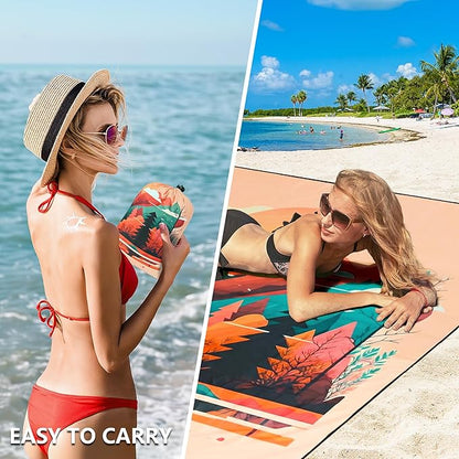 HIHOHO Beach Blanket Waterproof Sandproof Extra Large Beach Mat 79" X 83"/120"x108"for 1-8 Adults Quick Drying Durable Outdoor Picnic Mat for Beach Travel Camping Hiking