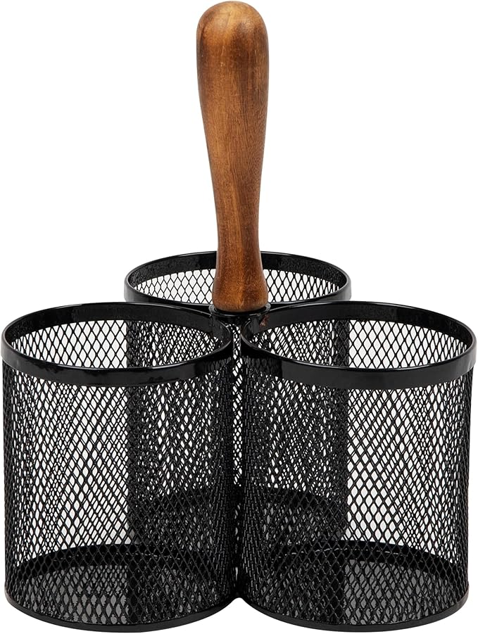 Mind Reader Utensil Holder, Silverware Organizer, Caddy, Cutlery Holder, Kitchen, Metal Mesh, 7.5"L x 7.5"W x 9.75"H, Black - Image 7