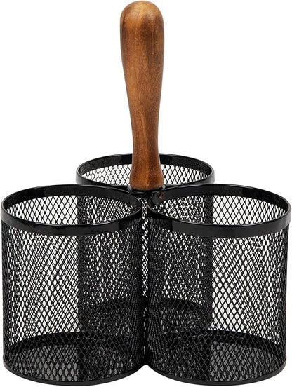 Mind Reader Utensil Holder, Silverware Organizer, Caddy, Cutlery Holder, Kitchen, Metal Mesh, 7.5"L x 7.5"W x 9.75"H, Black - Image 7