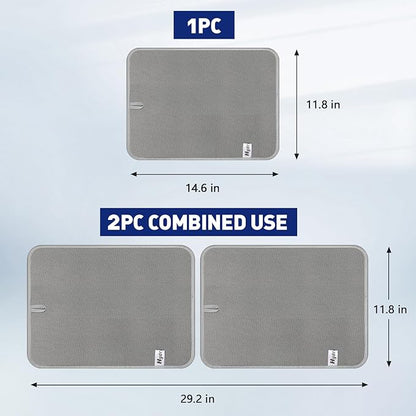 14.6*11.8 inch Microfiber Dish Drying Mat,2 Compact Ultra Absorbent Dish Mat Drying Kitchen Mat,Small Dish Drying Mats for Kitchen Counter,Draining Racks,Sinks (Gray) - Image 2