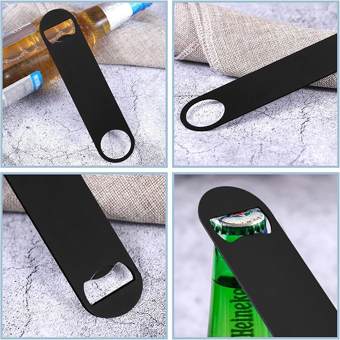 25 Pack Flat Beer Bottle Opener 7 inch Stainless Steel Flat Bottle Opener Beer Bottle Openers for Bartender Kitchen Bar Restaurant (Black) - Image 5