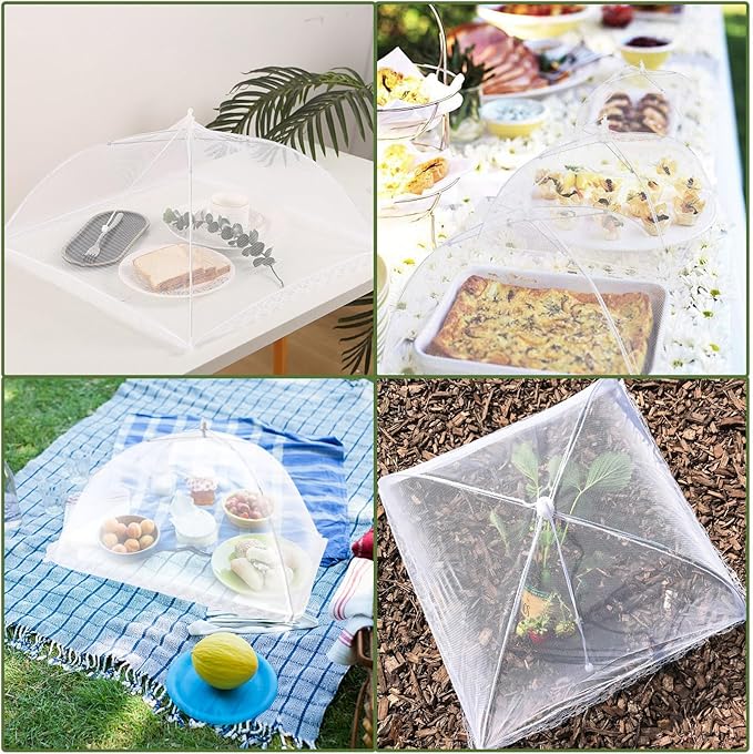 6 Pack Food Tents/Food Covers for Outdoor Mesh Screen Include 6 Standard (17"X 17") Collapsible and Reusable Mesh Food Covers for Outside, Picnic Accessories, BBQ - Image 6