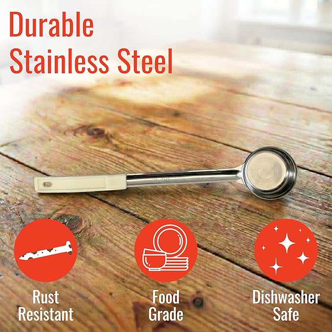 3 Ounce Solid Stainless Steel Portion Control Ladle Spoon for Measuring and Serving; Commercial Grade Serving Scoops [Pack of 2] - Image 4