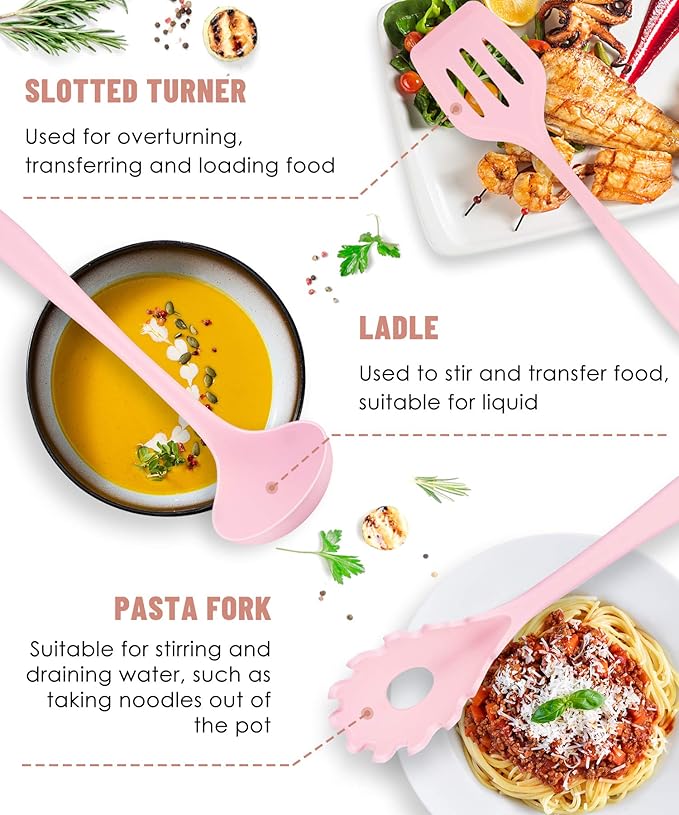 Kitchen Utensils Set-12 Pieces Silicone Cooking Utensils Set (Dishwasher Safe) 392°F Heat Resistant Spatula Set, Nonstick Cookware - Image 4