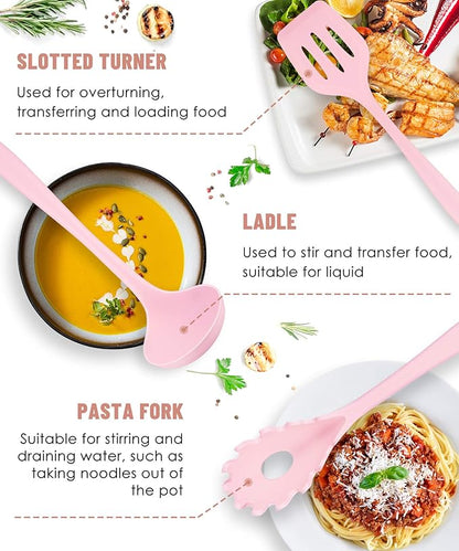 Kitchen Utensils Set-12 Pieces Silicone Cooking Utensils Set (Dishwasher Safe) 392°F Heat Resistant Spatula Set, Nonstick Cookware - Image 4