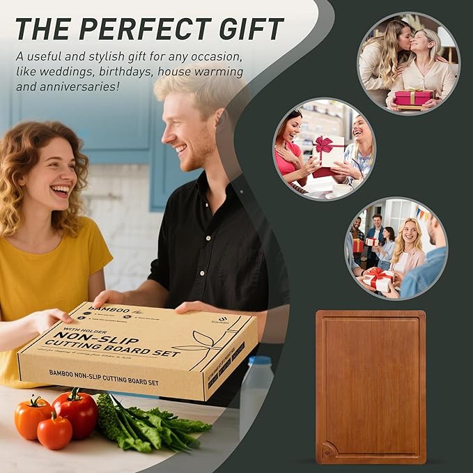 Extra Large Bamboo Cutting Board with Non Slip Feet and Over Sink Butcher Block Chopping Board Wooden Cutting Boards Solid Thick Juice Groove Big Xl XXl xlarge Kitchen Counter Organic Meat BBQ Kit - Image 7