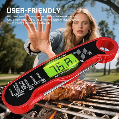 AWLKIM Meat Thermometer Digital - Instant Read Waterproof Food Thermometer with Backlight for Cooking, Grill, Candy, Kitchen & Stocking Stuffers for Men - Red - Image 5