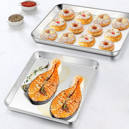 Homikit 1 Pack Quarter Sheet Pan, 9x13 Inches Stainless Steel Cookie Sheets for Baking Non Stick, Metal Baking Sheet Fits Toaster Oven, Bacon Pan Non Toxic & Rust Free, Dishwasher Safe - Image 6