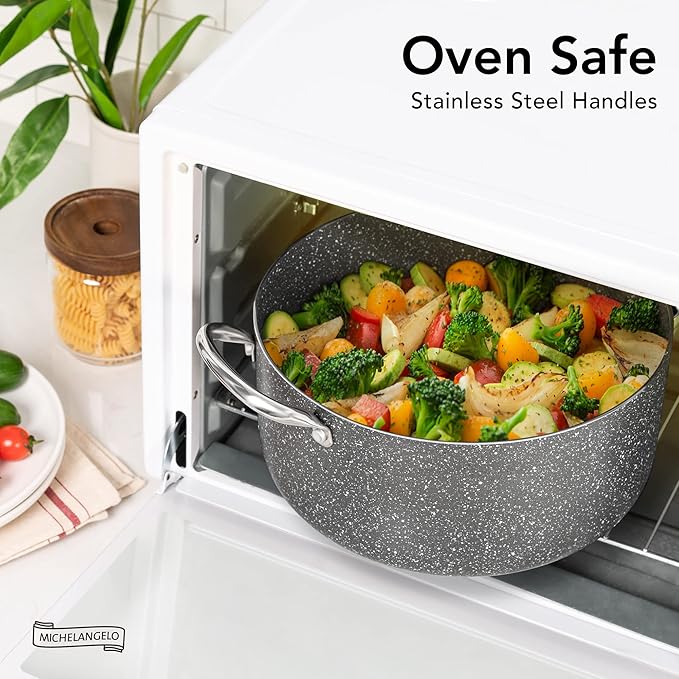 MICHELANGELO 5 Quart Stock Pot with Lid, Nonstick Soup Pot with Lid, Induction Pot for Cooking, 5 Qt Pot with Lid, Non Stick Pot for Kitchen, Stockpot with Stainless Steel Handle, Oven Safe - Image 5