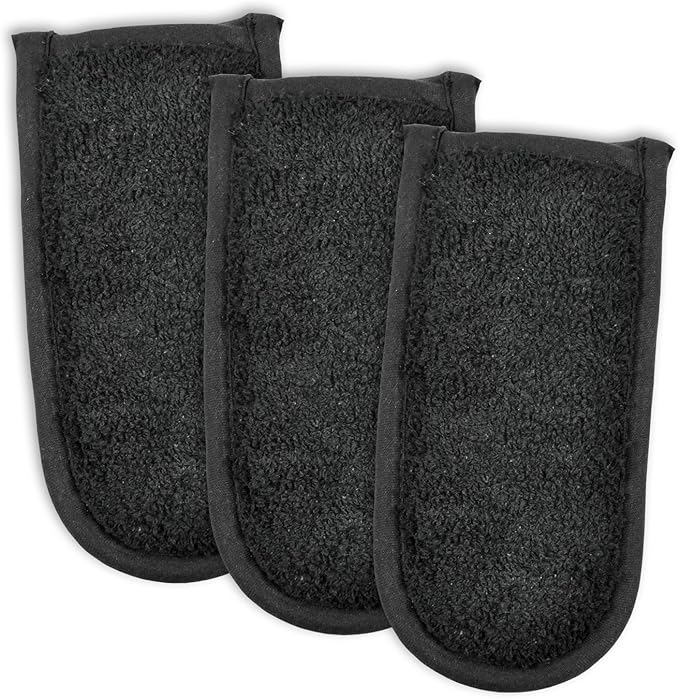 DII Basic Terry Collection Quilted 100% Cotton, Pan Handle, Black, 3 Piece by DII