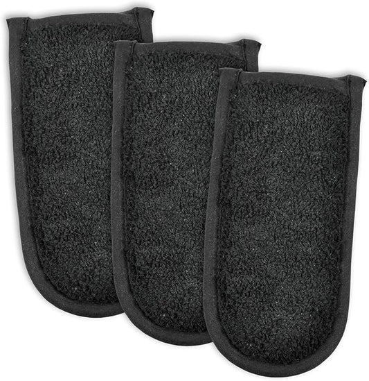 DII Basic Terry Collection Quilted 100% Cotton, Pan Handle, Black, 3 Piece by DII