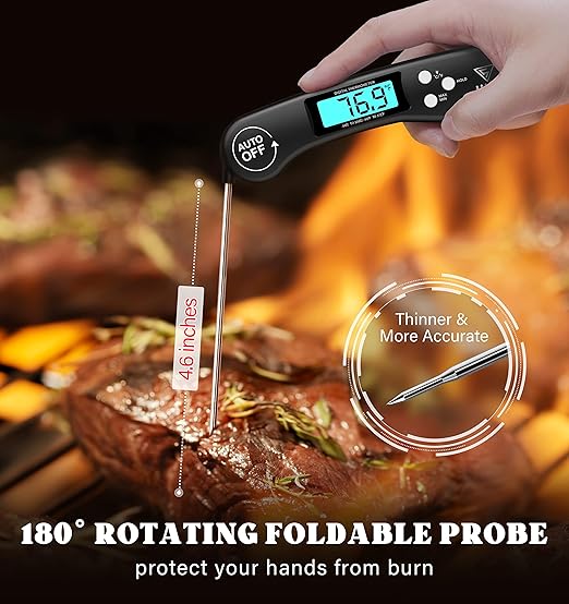 DOQAUS Digital Meat Thermometer, 2 Pack Instant Read Food Thermometer for Cooking, Kitchen Probe with Backlit & Reversible Display, Wide Temperature Range for Turkey, Bread, Baking, Sourdough - Image 3