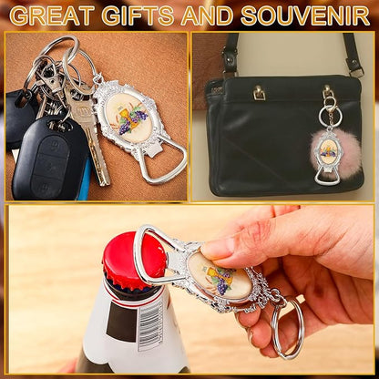 Misdary 12 Pcs First Communion Bottle Opener Keychain Catholic Bottle Opener with Organza Baptism Party Favor for Guest