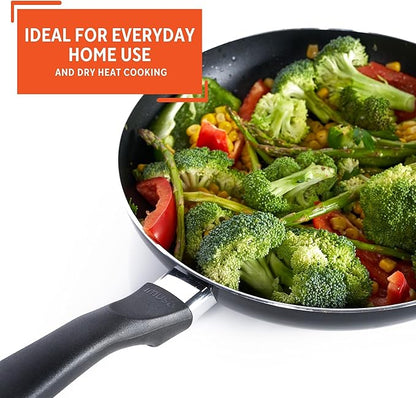 Imusa 8in Bistro Aluminum Nonstick Fry Pan with Cool Touch Handle, Small Skillet for Eggs, Omelets, Sauteing, and Everyday Cooking, Black, (Pack of 4)