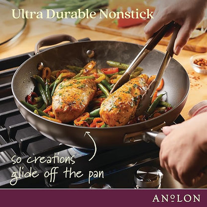 Anolon Advanced Home Hard Anodized Nonstick Deep Frying Skillet with Lid, 12-Inch Ultimate Pan, Bronze - Image 4