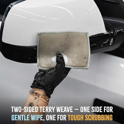 The Rag Company - Jersey Bug Scrubber Pads - Pearl Weave, Easily and Safely Trap Bug Splatter in Sponge, Safe on All Finishes, 4in x 6in, Ice Grey (5-Pack) - Image 8