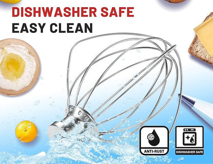 K45WW 6 Wire Whip for 4.5 5 QT KitchenAid Tilt-Head Stand Mixer，Whisk Attachment Fits Kitchen Aid, Compatible with Kitchen Aid Accessories K45,K45SS,KSM90,KSM110,KSM150 (Dishwasher Safe)