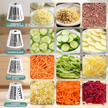 Slicer Shredder Attachment for KitchenAid Stand Mixer, Cheese Grater Attachment for Kitchenaid, Salad Maker, Grinding Powder, Dishwasher Safe with 4 Blades, White - Image 3