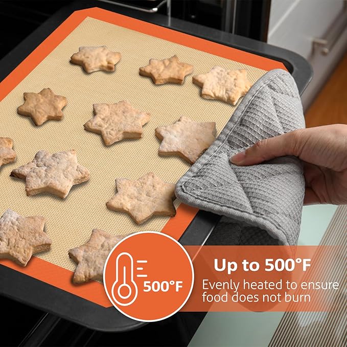 Silicone Baking Mat Set of 3, Silicone Baking Mats Cookie Sheet, Non-Stick Mats for Baking, Easy Clean & Reusable Oven Baking Sheet for Making Macaroons, Cookies - Image 4