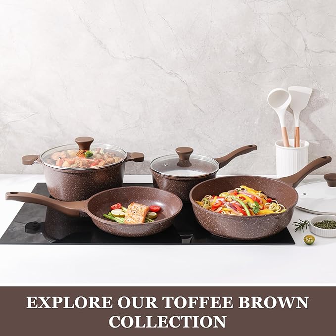 SENSARTE Nonstick Frying Pan Skillet, Omelette Pan, Healthy Stone Cookware Chef's Pan, PFOA Free, Toffee Brown (12.5 Inch) - Image 8